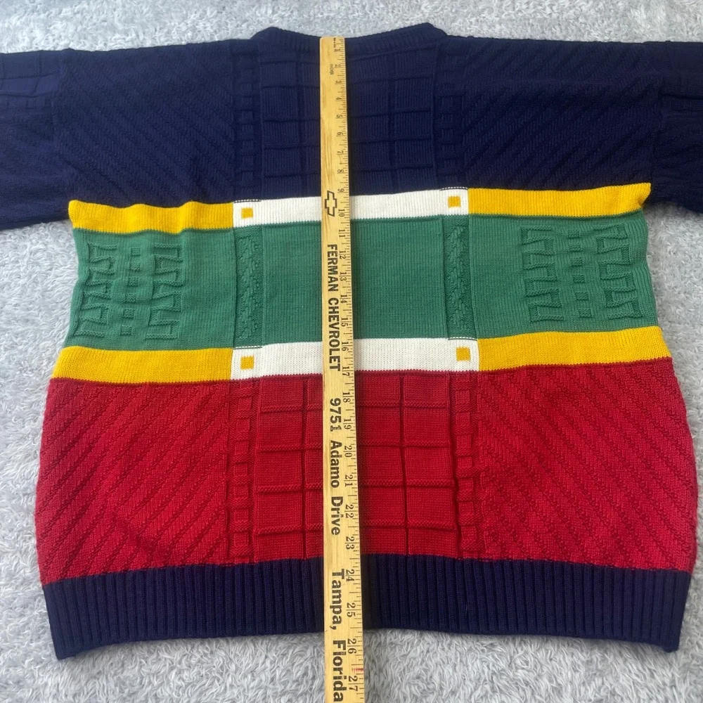Emerald Isle Sweater Mens M Multicolor Colorblock Knit Made in Ireland Crest